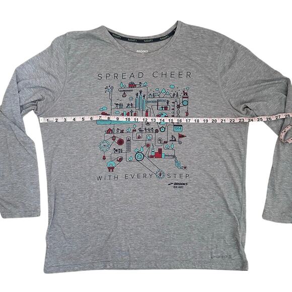 Lot 2 Brooks Run Happy Long Sleeve Shirts XL Spread Cheer Yeti Holiday Graphic - Picture 7 of 11